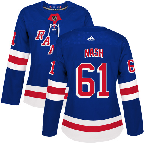 Adidas New York Rangers #61 Rick Nash Royal Blue Home Authentic Women Stitched NHL Jersey